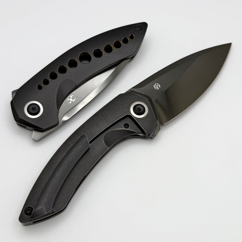 Kansept Knives ODD 21 Blackwash & Bronze Holes Titanium Handles & Mirr