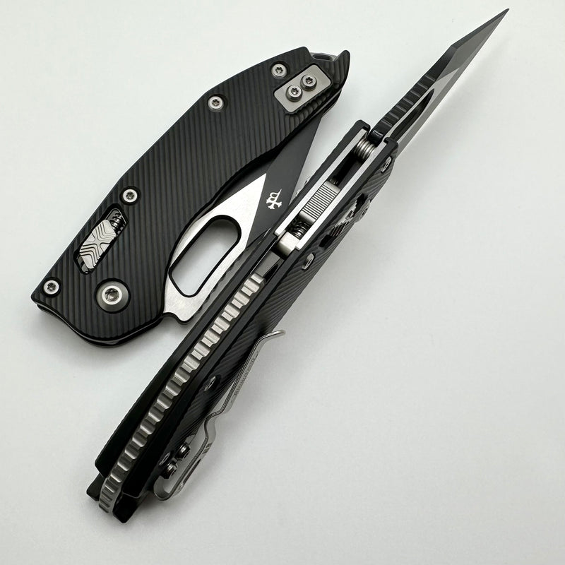 Microtech Knives Manual Stitch RAM LOK Fluted Black Aluminum & Two Tone Black M390MK 169RL-1FL