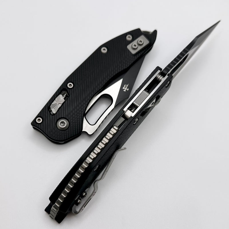 Microtech Knives Manual Stitch RAM LOK Fluted Black G-10 & Two Tone Black M390MK 169RL-1FLGTBK