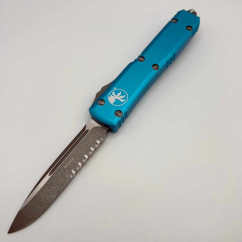 Pre-Owned Microtech Ultratech Single Edge Apocalyptic Partial Serrated & Turquoise 121-11APTQ
