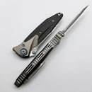 Microtech Knives Socom Bravo Mini Tanto Bead Blast Standard w/ Blue Ti Pivot Collars & Carbon Fiber Scales 261M-7CFTI