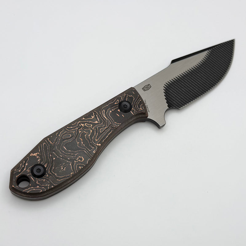 Kansept Knives Tiny Dancer Blackwash Machine Satin w/ Copper Carbon Fi