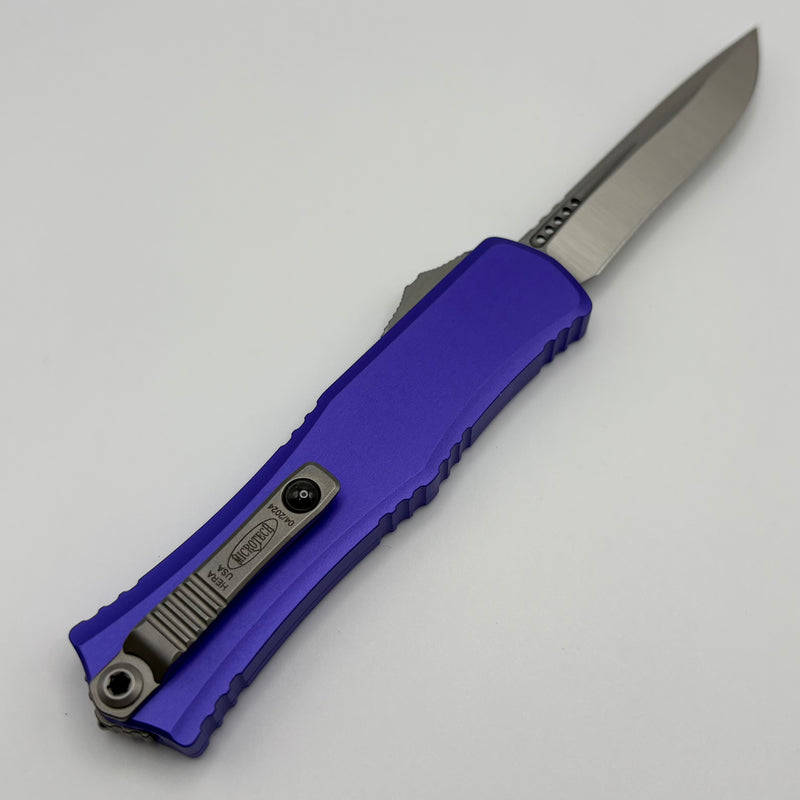 Pre-Owned Microtech Knives Mini Hera Satin Recurve M390MK w/ Purple Handle 1705M-4PU