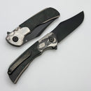 Tuya Knife Kharis Bead Blasted Integral handle w/ Marble Green Swirl Carbon Fiber/Black Timascus Overlays & DLC M390