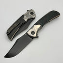 Tuya Knife Kharis Bead Blasted Integral handle w/ Marble Green Swirl Carbon Fiber/Black Timascus Overlays & DLC M390