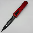 Pre-Owned Microtech Dirac Delta Red Handle w/ D/E Black Full Serrated 227-3RD