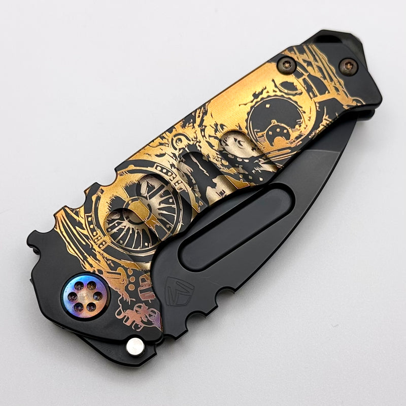 Medford Praetorian Genesis T PVD Ghost Steampunk Handles w/ Flamed Hardware/Clip & S45VN PVD Tanto