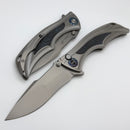We Knife Tighe Down Titanium Integral Handle w/ Blue Carbon Fiber Inlays & Stonewash M390 WE24054-1