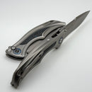 We Knife Tighe Down Titanium Integral Handle w/ Blue Carbon Fiber Inlays & Stonewash M390 WE24054-1