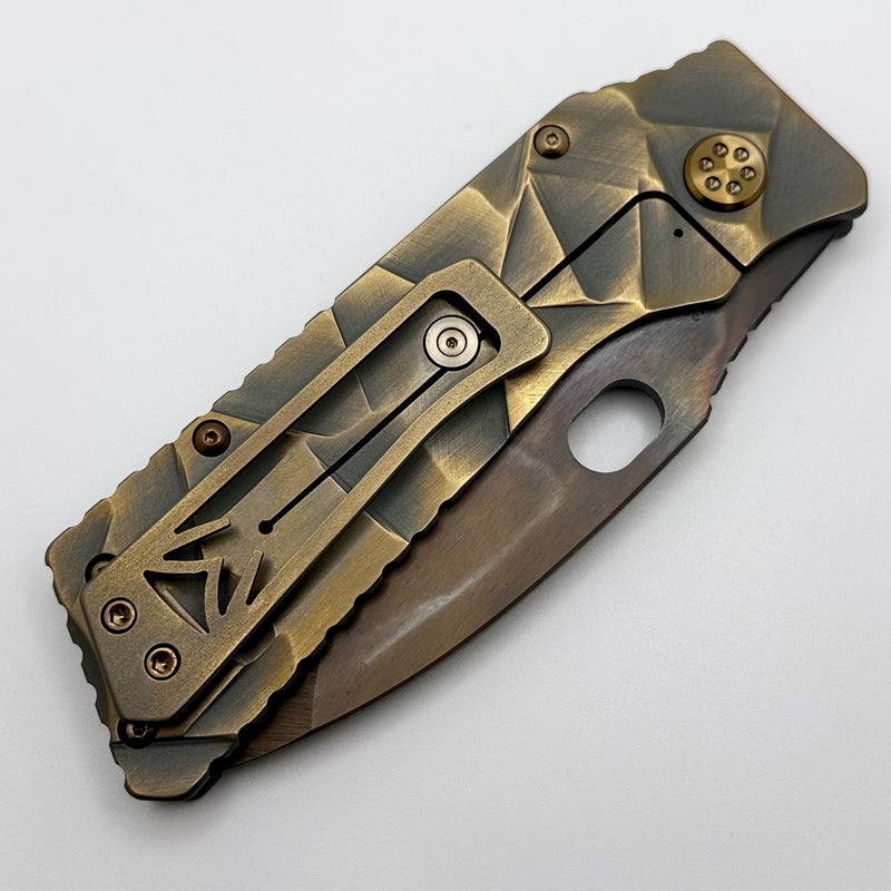 Medford TFF-1 S45VN Vulcan & Bead Blast/Cement Bronze "Stained Glass" Sculpted Handles w/ Matching Hardware/Clip