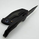 We Knife Tighe Down Black Titanium Integral Handle w/ Yellow Carbon Fiber Inlays & Black Stonewash M390 Tanto WE24054B-1