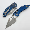 Microtech Marfione Select Manual Stitch RAM LOK Antique Blue Frag Titanium Handles & Apocalyptic M390MK 169RL-10APFRMS2