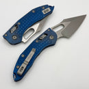 Microtech Marfione Select Manual Stitch RAM LOK Antique Blue Frag Titanium Handles & Apocalyptic M390MK 169RL-10APFRMS2