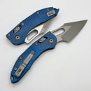 Microtech Marfione Select Manual Stitch RAM LOK Antique Blue Slab Side Titanium Handles & Apocalyptic M390MK 169RL-10APMS2
