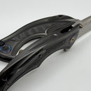 We Knife Tighe Down Polished Gray Orange Peel Titanium Integral Handle w/ Rose Carbon Fiber Inlays & Hand Satin M390 WE24054-2