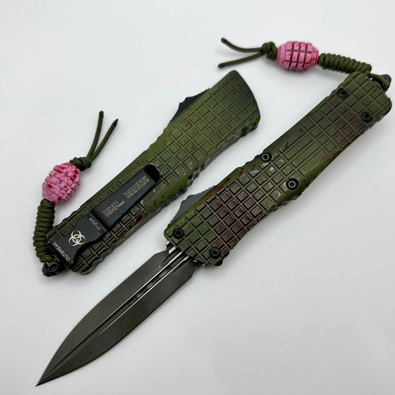 Microtech Combat Troodon Double Edge Delta Frag Outbreak MMM... Brains w/ Brain Bead Signature Series 142-1CT-OB-BRAINS