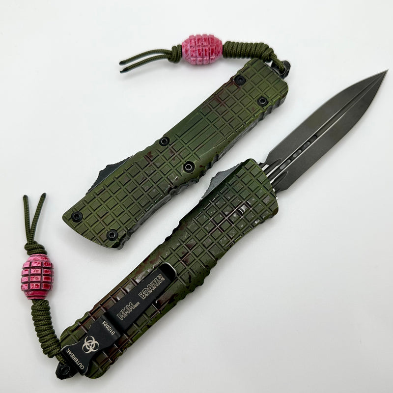 Microtech Combat Troodon Double Edge Delta Frag Outbreak MMM... Brains w/ Brain Bead Signature Series 142-1CT-OB-BRAINS