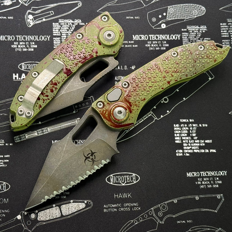 Microtech Borka Stitch Auto Full Serrated Outbreak 169-3OBS