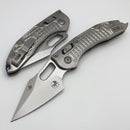 Microtech Marfione Select Manual Stitch RAM LOK Frag Titanium Handles & Stonewash M390MK w/ Double Vapor Blast & Blue Accents 169RL-10FRMS2