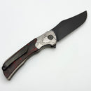 Blemish Tuya Knife Kharis Bead Blasted Integral handle w/ Red/Black Carbon Fiber/Black Timascus Overlays & DLC M390