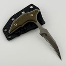 Microtech & Bastinelli Bee Marfione Select Apocalyptic Full Serrated w/ Antique Bronze Handles & Bronze Hardware 218-12APMS2