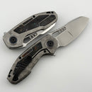 Custom Knife Factory PeaceDuke 2.0 w/ Crystal Titanium Circus Carbon Inlaid Handles & M398