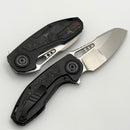 Custom Knife Factory PeaceDuke 2.0 w/ Blackwash Titanium Circus Carbon Inlaid Handles & M398