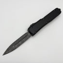 Pre Owned Microtech Ultratech Damascus Double Edge & Black w/ Ringed Hardware Signature Series 122-16S