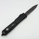 Pre Owned Microtech Ultratech Damascus Double Edge & Black w/ Ringed Hardware Signature Series 122-16S