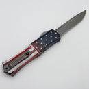 Pre Owned Microtech Knives Hera II Mini USA Flag Apocalyptic Recurve M390MK Signature Series 1705M-10FLAGS