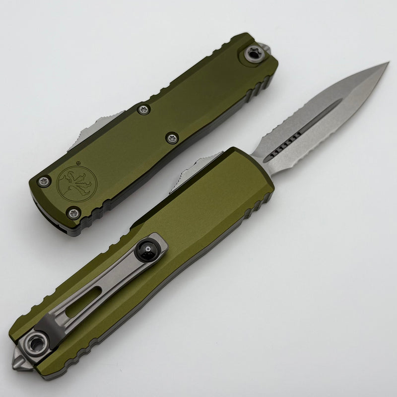 Microtech UTX-85 Gen IV w/ OD Green Handle & Part Serrated Stonewash D/E M390MK 12324-11OD