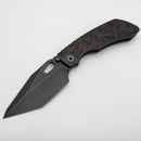 PRE OWNED Custom Knife Factory Rotten Design Evo T Carbon Fiber Inlaid Blackwash Handles w/ Blackwash S90V