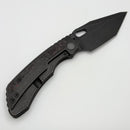 PRE OWNED Custom Knife Factory Rotten Design Evo T Carbon Fiber Inlaid Blackwash Handles w/ Blackwash S90V