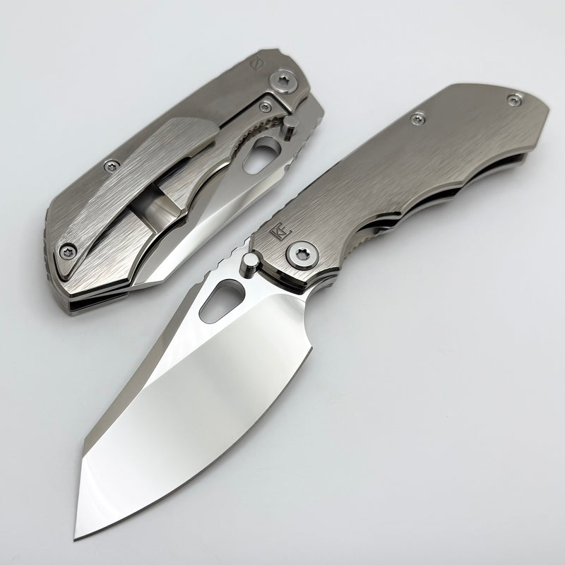 Custom Knife Factory & Rotten Design EVO 1.1 Polished Ti Handles w/ Mi