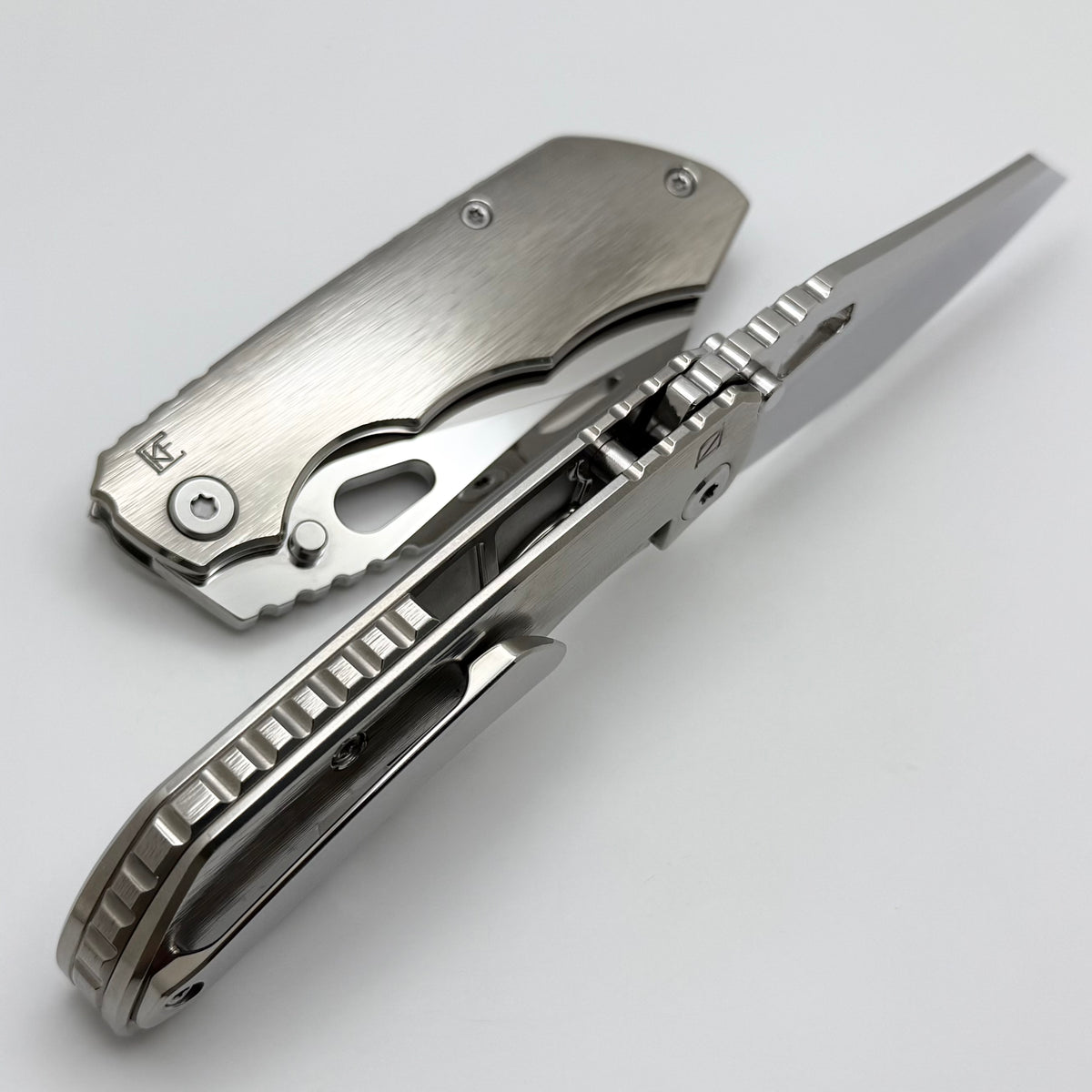 Custom Knife Factory & Rotten Design EVO 1.1 Polished Ti Handles w/ Mi