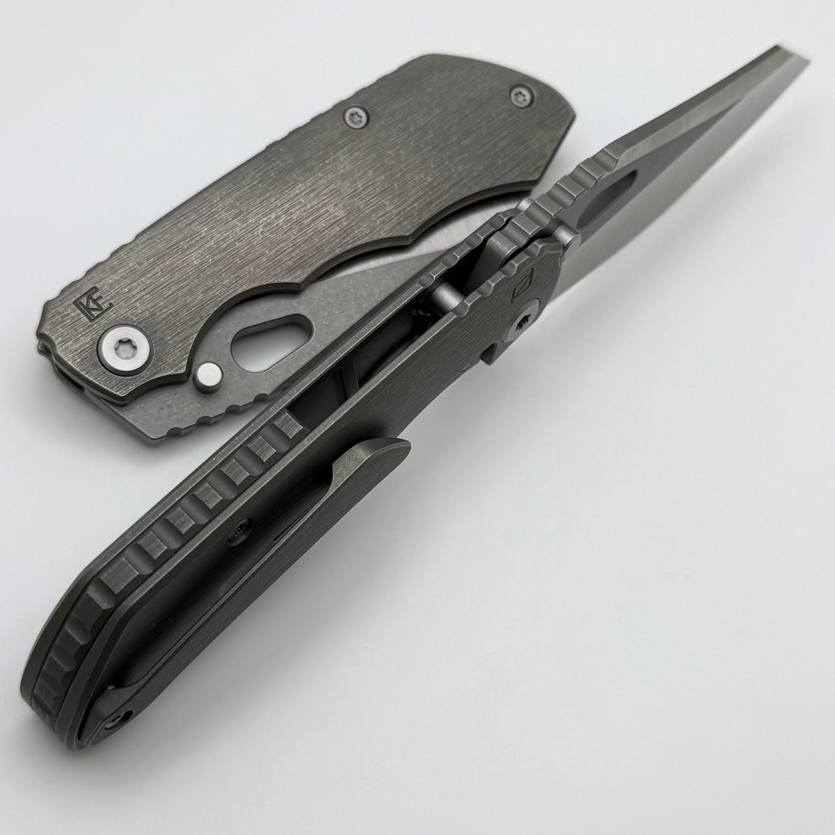 Factory Blem Custom Knife Factory & Rotten Design EVO 1.1 Tumbled Ti H