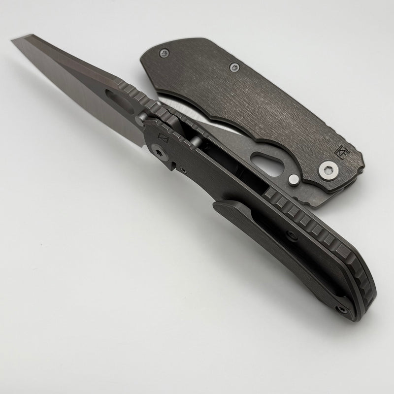 Custom Knife Factory & Rotten Design EVO 1.1 Left Handed Tumbled Ti Ha