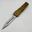 Pre-Owned Microtech Knives Combat Troodon Gen III Stonewash Double Edge w/ Tan Handle 1142-10TA