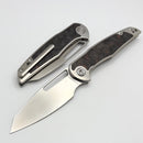 Mallery Designs Phoros V2 w/ Orange Carbon Fiber Inlaid Titanium Polished Handles & Polished S90V