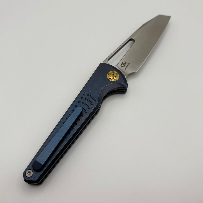 Pre-Owned Vosteed Gavko Knives Leopard w/ Blue Titanium Handle & M390 A2502