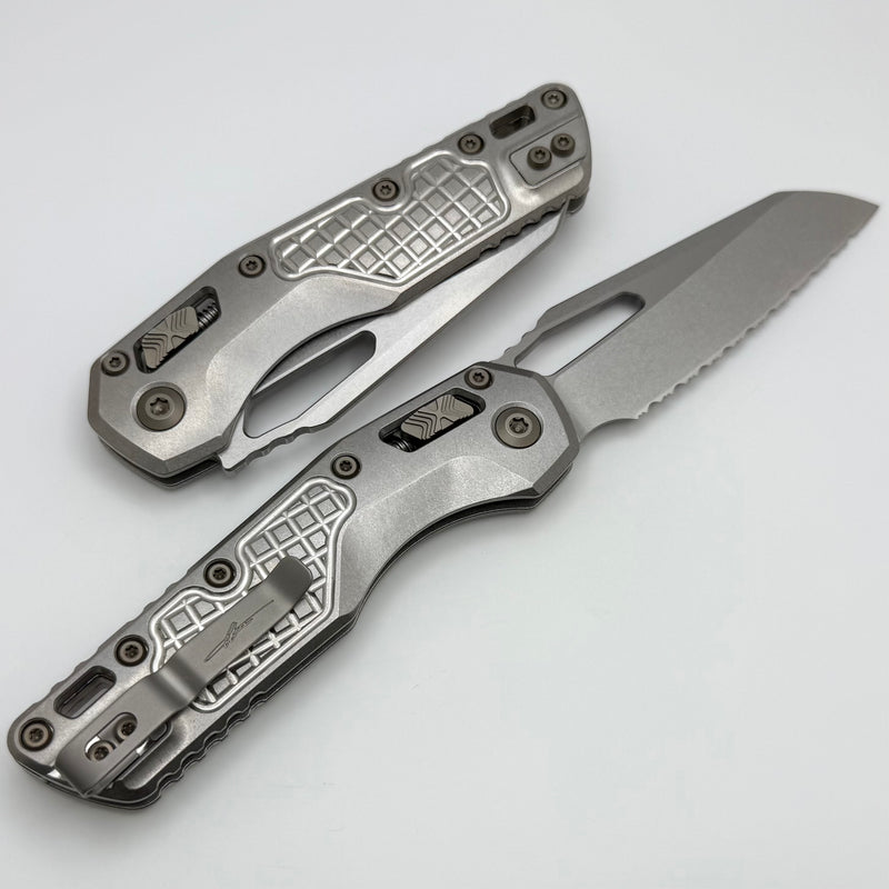 Microtech Marfione Select MSI RAM LOK Frag Titanium Handles w/ Double Vapor Blast & Flamed Accents & Full Serrated Stonewash M390MK 210-12FRMS4