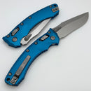 Microtech Amphibian RAM LOK Blue Fluted Aluminum & Stonewash M390MK 137RL-10FLBL