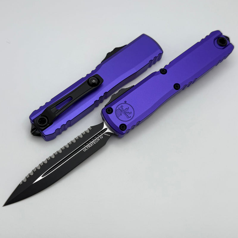 Microtech Ultratech Gen IV D/E Tactical Full Serrated w/ Purple Handle 11224-3PU