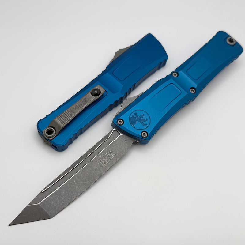 Microtech Knives Combat Troodon Gen III Apocalyptic Tanto w/ Blue Handle 1144-10APBL