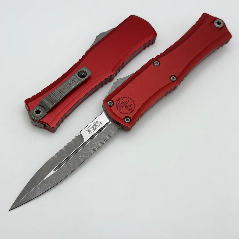 Microtech Knives Mini Hera Partial Serrated Apocalyptic Bayonet M390MK w/ Red Handle 1701M-11APRD