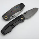 Kansept Knives Caveman Titanium Handles w/ Camo Carbon Inlays & Damascus K1110B3