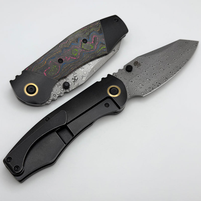 Kansept Knives Caveman Titanium Handles w/ Camo Carbon Inlays & Damasc