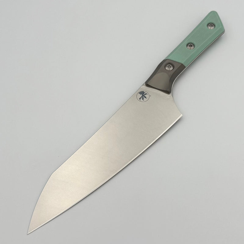 Microtech Chef's Knife Caribbean Blue G-10/Bead Blast Ti Handle w/ Stonewash M390MK 3000B-10CA