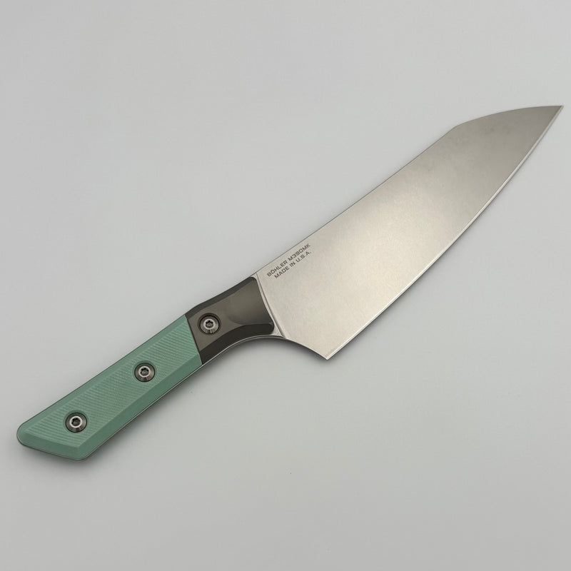 Microtech Chef's Knife Caribbean Blue G-10/Bead Blast Ti Handle w/ Stonewash M390MK 3000B-10CA
