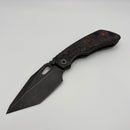 Pre-Owned Custom Knife Factory Rotten Design Evo T Carbon Fiber Inlaid Blackwash Handles w/ Blackwash S90V